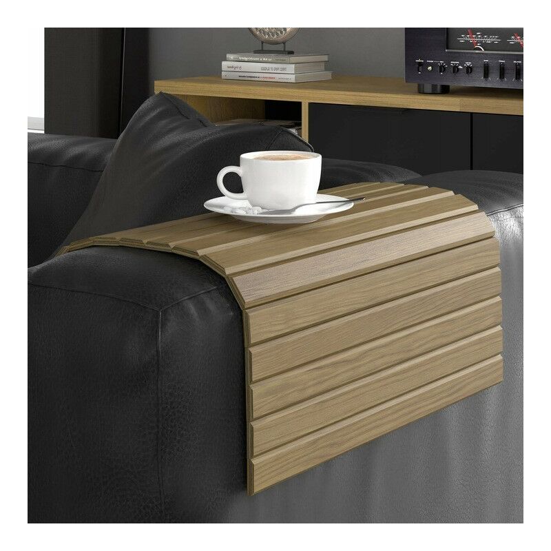 Tablette pliable plateau pour accoudoir de canapé couleur Chêne 40x44cm  WOOD