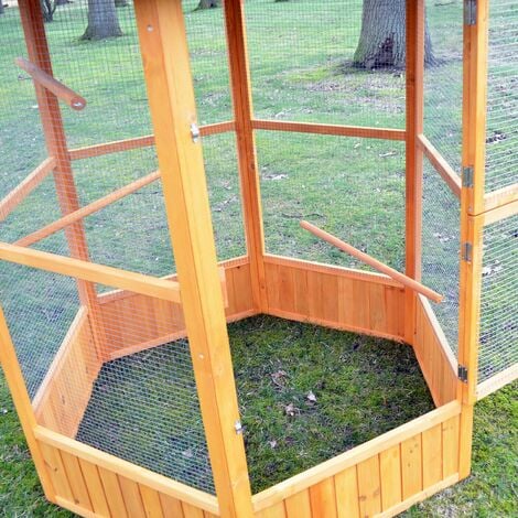 Voliere Cage a oiseaux en bois de haute qualite 6 coins 160x123cm Modele Maxi 308
