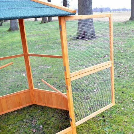 Voliere Cage a oiseaux en bois de haute qualite 6 coins 160x123cm Modele Maxi 308