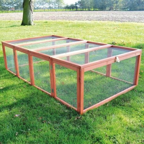Bb-Loisir – Clapier lapins extérieur en bois traité – Enclos mobile 100 x 181 x 48 cm – Résistant aux intempéries – Sécurisé avec grille dense