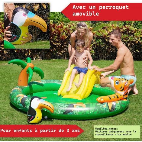 Toboggan Piscine Gonflable Predolo Pour Enfants - Base Remplissable D'eau, Dimensions 200x80x85cm | Pompe à Pied Incluse, PVC Résistant