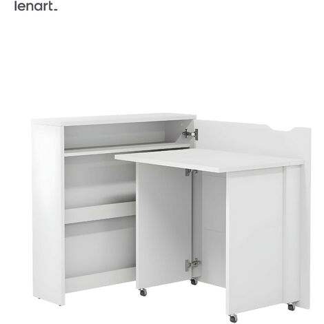 Lenart Bureau extensible avec rangement 90cm OFFICE CONSUS SLIM CW02P blanc brillant droit (1/4)