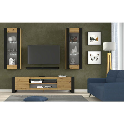 Ensemble de meubles muraux avec meuble TV avec 2 vitrines suspendue MONDI C (1/5)