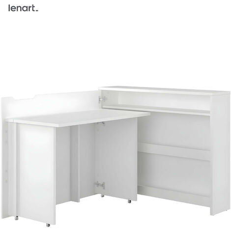 Lenart Bureau extensible avec rangement 115cm OFFICE CONSUS CW01L blanc mat gauche (1/4)