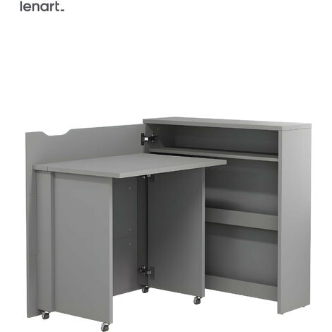 Lenart Bureau extensible avec rangement 90cm OFFICE CONSUS SLIM CW02L gris gauche (1/4)