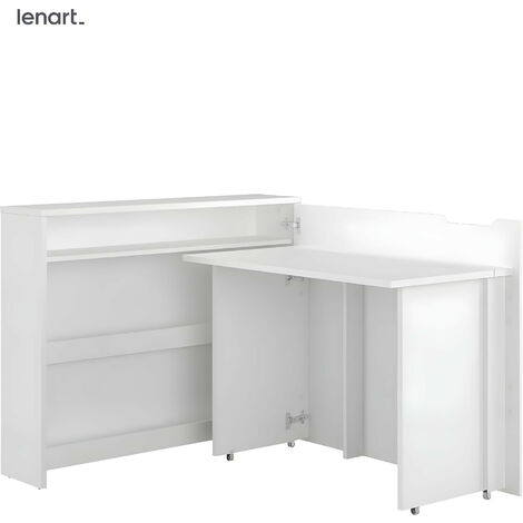Lenart Bureau extensible avec rangement 115cm OFFICE CONSUS CW01P blanc brillant droit (1/4)