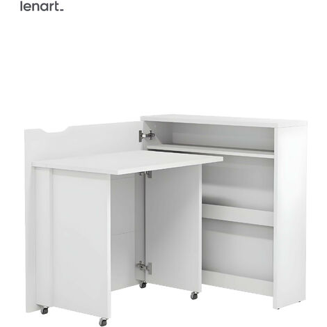 Lenart Bureau extensible avec rangement 90cm OFFICE CONSUS SLIM CW02L blanc mat gauche (1/4)