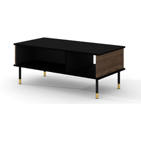 Table basse 110x55 cm fraisée noir mat / chêne catania MESHEWOOD (1/5)