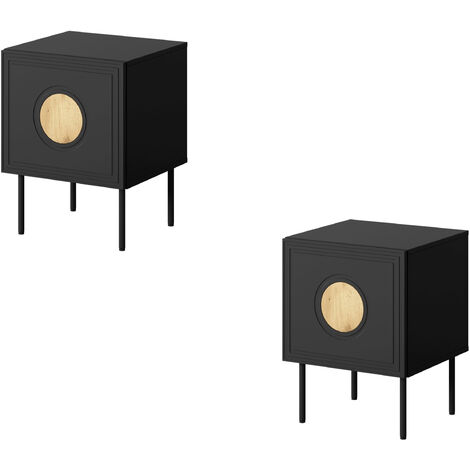 Table de chevet Set de 2 Noir mat 45x59x38 cm de haute qualité (1/4)