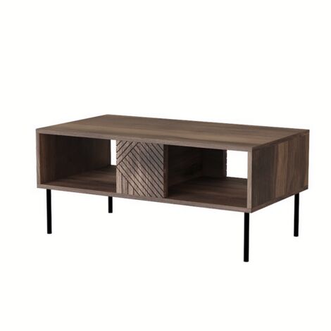 Table basse noir mat 100x55cm avec étagére de haute qualité modèle NOCO couleur Noix (1/2)