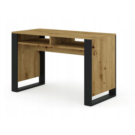 Bb-Loisir – Bureau droit 120x55cm chêne artisan noir – 2 niches intégrées – Panneau laminé 16mm – Hauteur 75cm pour espace de travail confortable (1/4)