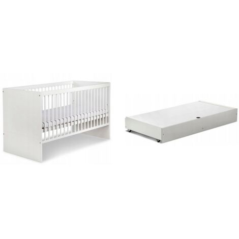 Lit bébé 140x70cm Blanc avec tiroir DALYA Lit à barreaux amovible (1/4)