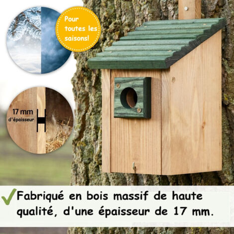 Mangeoire pour oiseaux sauvages en bois de pin, 30x26x22cm, naturel, 1 Mangeoire pour oiseaux sauvages en bois de pin, 30x26x22cm, naturel, 1