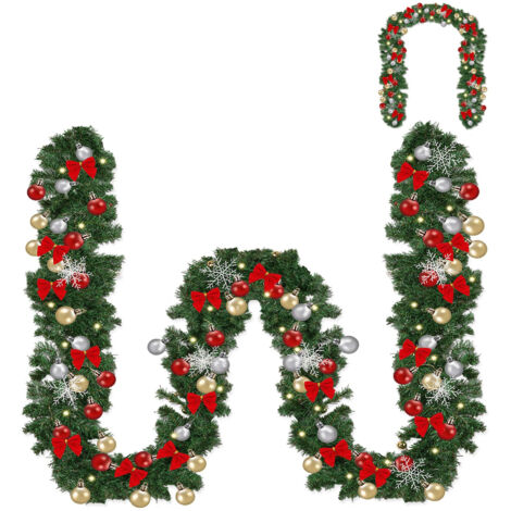 Guirlande De Noël 5m 100 LED Blanc Chaud Avec Décorations - Couronne Sapin Artificielle Intérieur Extérieur