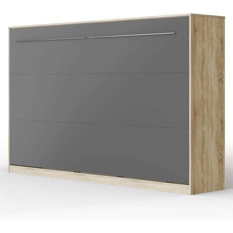 Armoire Lit escamotable Vertical 120x200 cm Sonoma artisan avec porte Lit  Rabattable Lit Mural Todor