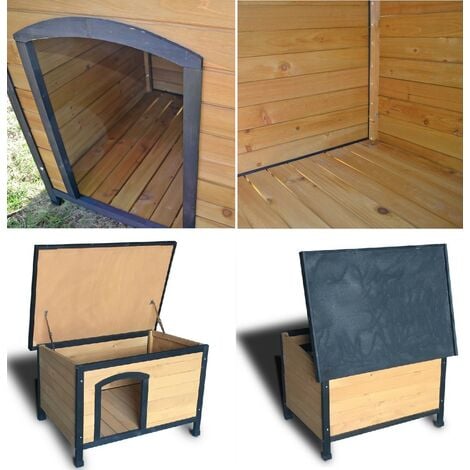 Niche Chien bois pin haute qualité avec toit pliant Carlo 226 XL 116 x 79x 82 cm