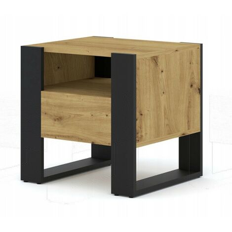 Table de chevet MONDI 48x43,2x47,5 cm avec tiroir couleur artisan chêne (1/4)