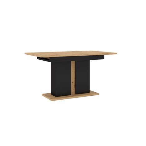 Bb-Loisir – Table à manger extensible 140-200x90cm – Chêne artisanal et pied noir – 6-8 places – Système de dépliage simple (1/4)