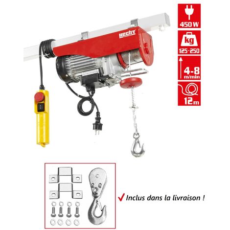Hecht 8425 Treuil électrique Capacité jusqu’à 250kg hauteur de levage 6-12m 450 watts (1/5)
