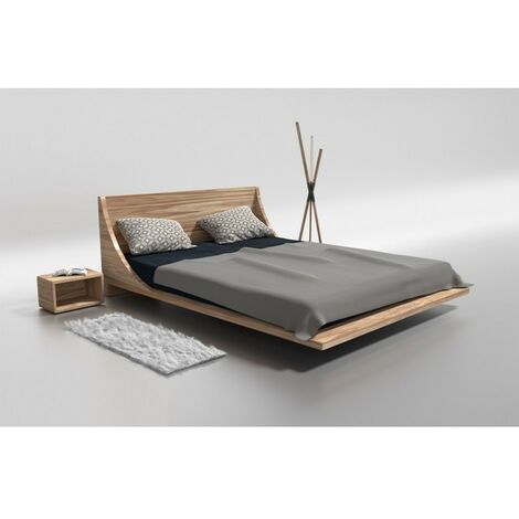 Bb-Loisir – Lit adulte 160x200cm – Tête de lit large – Structure en bois chêne – Hauteur 88cm – Design minimaliste avec pieds cachés (1/4)