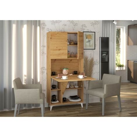 Armoire Placard Convertible en bureau et table Home office 175x80x36cm «  Meggie-Chêne Artisan»