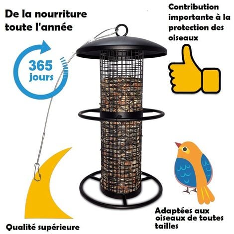 Mangeoire oiseaux extérieur à suspendre pour oiseaux sauvages pour jardin  balcon distributeur de nourriture«34722 nourri-silo»