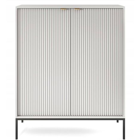 Commode universel Gris 104x125x39cm pied métal 2 portes  rainurés modèle "NOEMIE" (1/5)