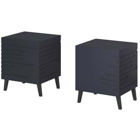 Table de chevet Set de 2x NOVAK 44x52x40 cm avec tiroir Bleu marine (1/4)
