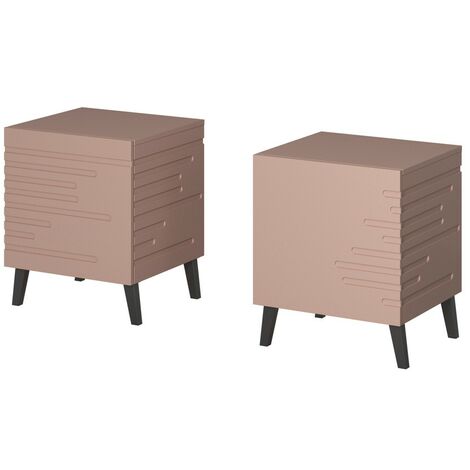 Table de chevet Set de 2x NOVAK 44x52x40 cm avec tiroir Rose antique (1/4)