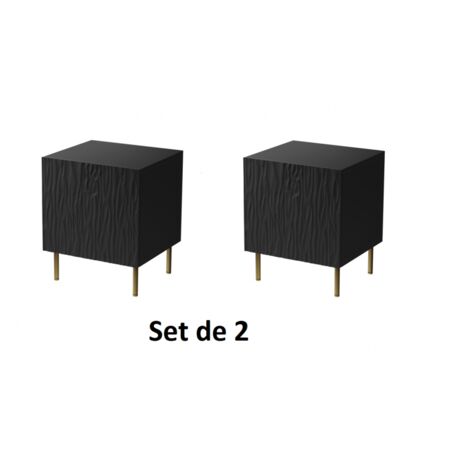 Table de chevet Set de 2 Noir mat 44x54x41 cm de haute qualité YOUNGE (1/4)