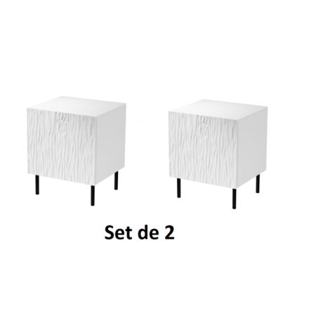 Table de chevet Set de 2 Blanc mat 44x54x41 cm de haute qualité YOUNGE (1/4)
