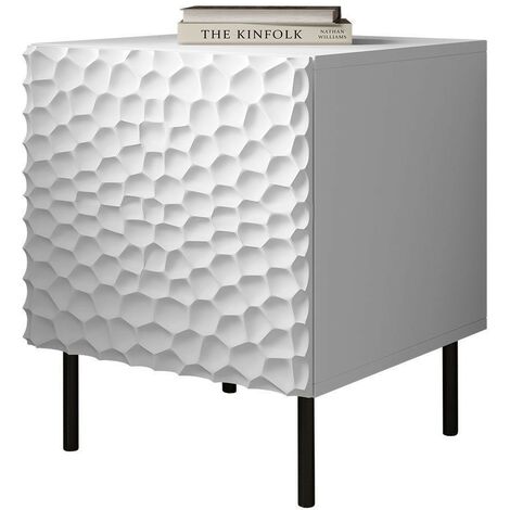 Table de chevet Set de 2 Blanc mat 44x54x41 cm de haute qualité HOTI (1/4)