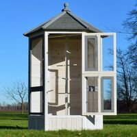 Bb-Loisir – Volière cage à oiseaux en bois de pin 100 x 180 x 100 cm – Protection intempéries – 6 portes d'accès – Modèle Luise 309