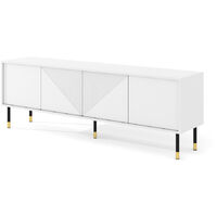 Meuble TV 180x40x61 cm meuble Hi-fi luxueux sur pied blanc mat WODUN