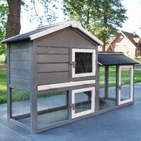 Bb-Loisir – Cage clapier enclos lapin extérieur en bois – Dimensions 146x50x86cm – Accès facile avec portes – Tiroir à déjections pour nettoyage rapide