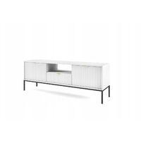 Meuble TV blanc 154x56x39cm NOEMIE meuble Hi-fi commode TV sur pied