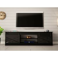 Meuble TV 200x57x35 cm Noir brillant GRANGE meuble Hi-fi luxueux sideboeard à poser