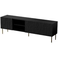 Meuble TV 190x60x41 cm meuble Hi-fi luxueux sideboeard sur pied Noir mat YOUNGE