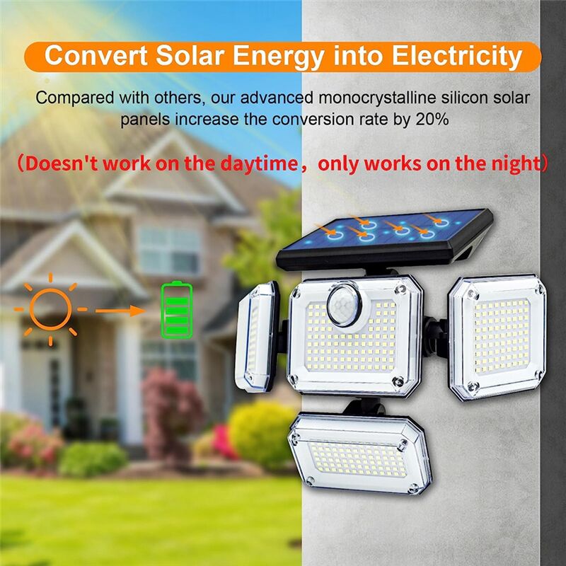 3000LM Solar Motion Sensor Security Light - 333 LED, IP65 Waterproof, Wall Mount Outdoor