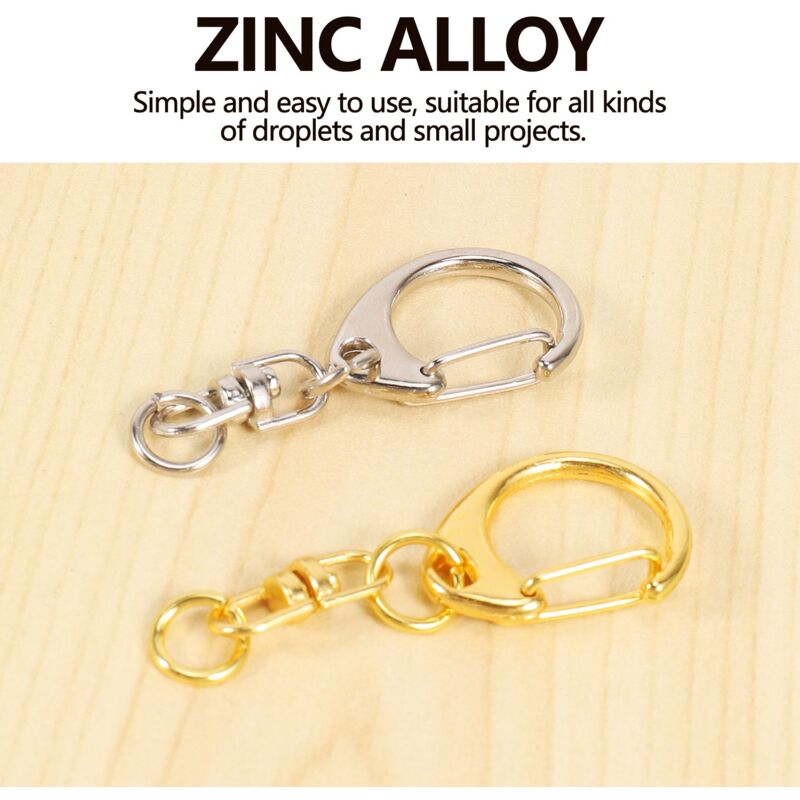 100 Piece D Hook Keychain Hardware with Jump Rings, Metal Split