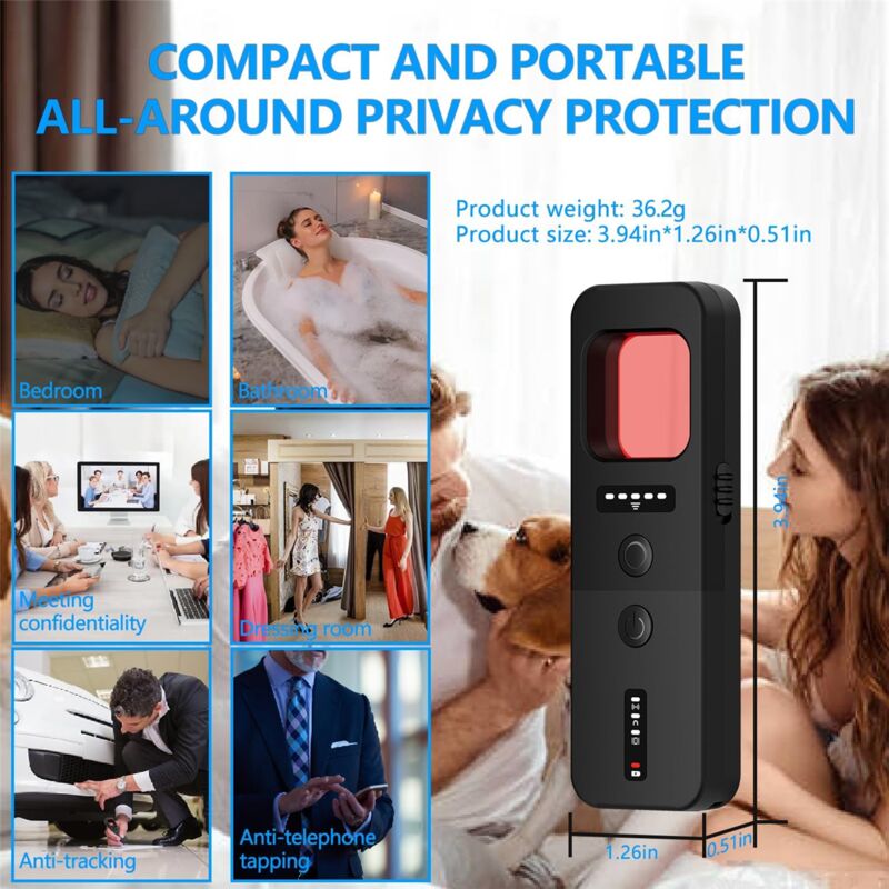 Hidden Camera Detector - Pocket Sized Anti Spy / Bug Sweeper Listening Device GPS Tracker Detector, RF Wireless Signal Scanner, Red LED For Home, Bathroom, Office, Travel (X13) Price In UAE
