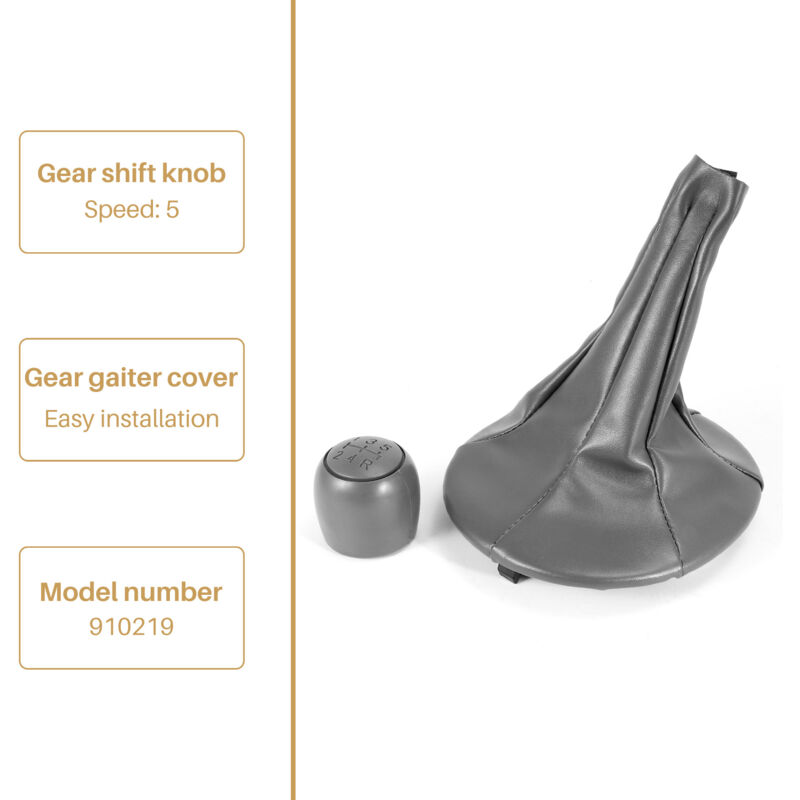 Pommeau De Levier De Vitesses 5 Vitesses - Compatible MK5 MK6 2005-2014 - Cuir Synthétique, Look Chromé Noir