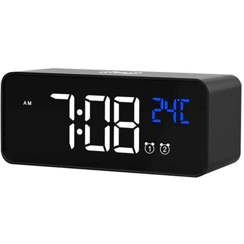 Digital Alarm Clock with Wireless Charging,Digital 12/24H/5 Level Brightness US Plug (Black)