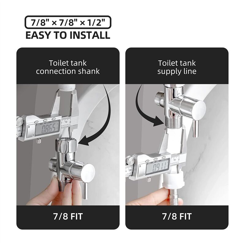 SYJIA Bidet T-Adapters With Shut-Off Valve – Brass 7/8 X 7/8 X 1/2 Or 3/8 Tee Connector, Chrome
