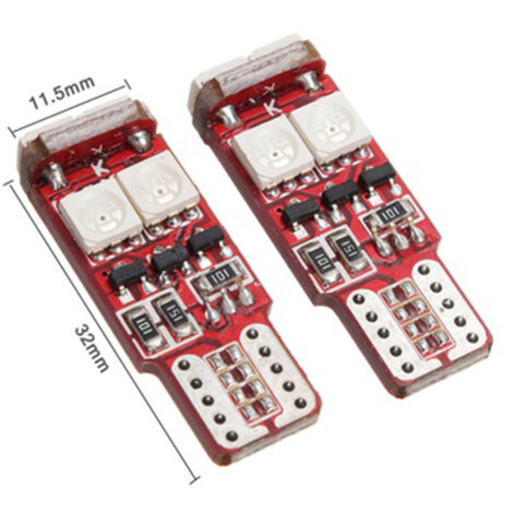 2pcs T10 W5W LED RGB Remote Control Lights Indicator Bulb Car Interior Wedge Side Lamps