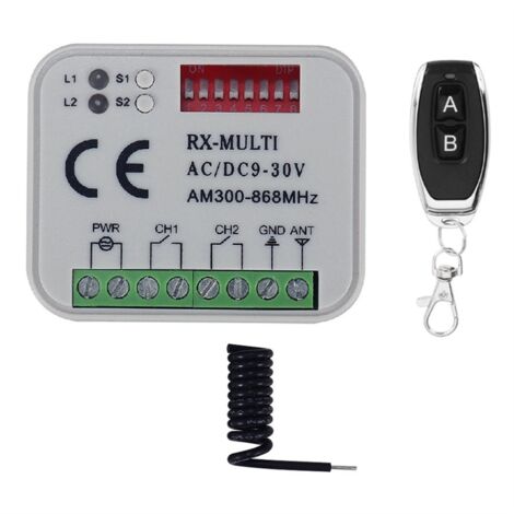 Remote Control Switch Receiver 300-868MHz Universal AC/DC 9-30V for Garage Door