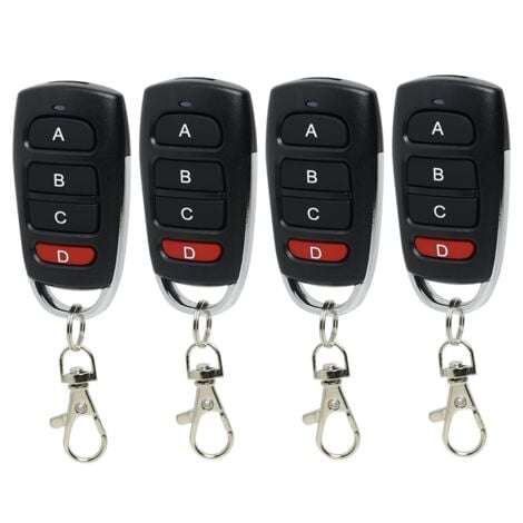 Pack of 4 Universal Garage Door Remote Controls,433 MHz,Clone Switch for Gates and Garages, Handheld Transmitter