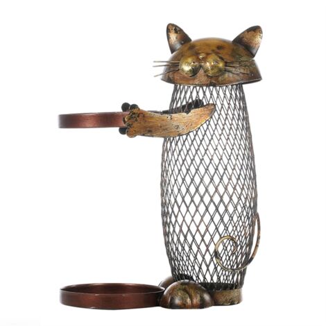 Kitten Red Wine Rack Money Pot Storage Home Decoration Wrought Iron Craft  Christmas Gift Animal