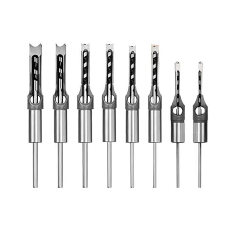 8Pcs Woodworking Square Hole Drill Bits Wood Mortising Chisel Square Chisel Bit for
