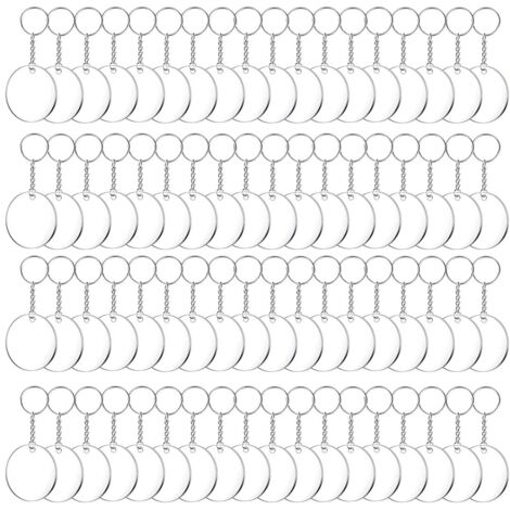 Round Key Discs 96Pcs Acrylic Transparent Circle Discs Set Key Chains Clear Round ...